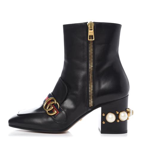 gucci black jewel boots|gucci heeled ankle boots.